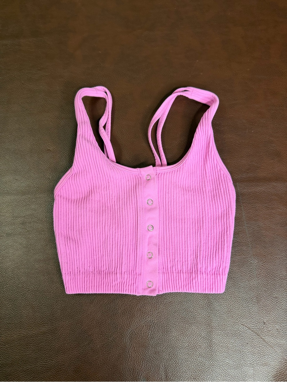 Aerie Ribbed Snap-Front Crop bra Tank Top - Pink